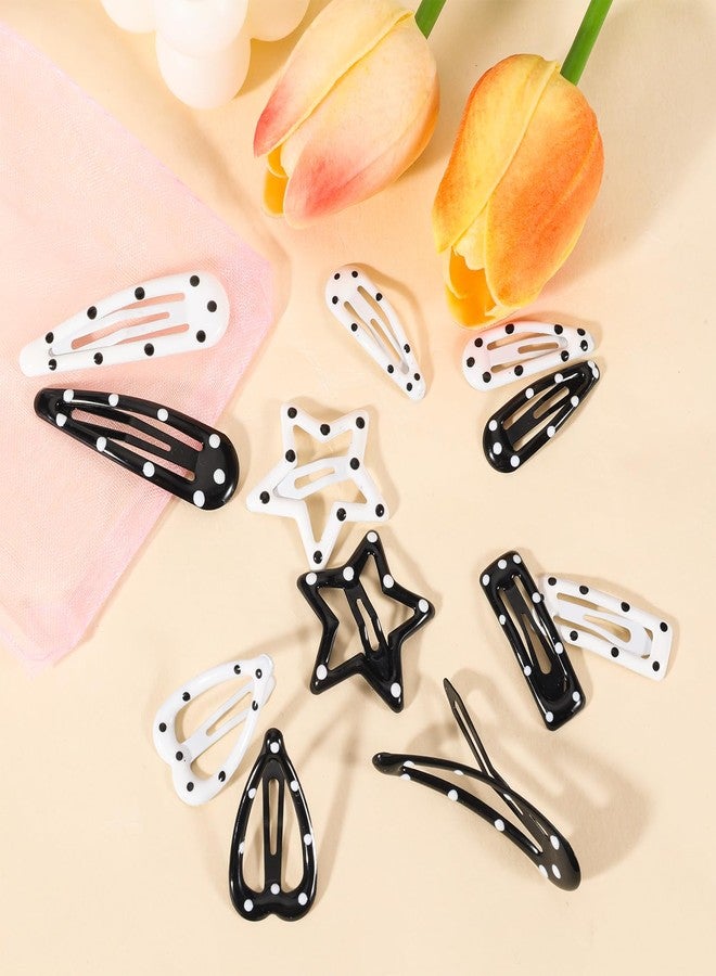 ZLSPTK 20PCS Star Hair Clips Y2k Hair Accessories for Women Black White Polka Dot Cute Hair Pins for Girls Star Barrettes Non Slip Kawaii Snap Hair Clips Small for Styling Festival Accessories - Image 3